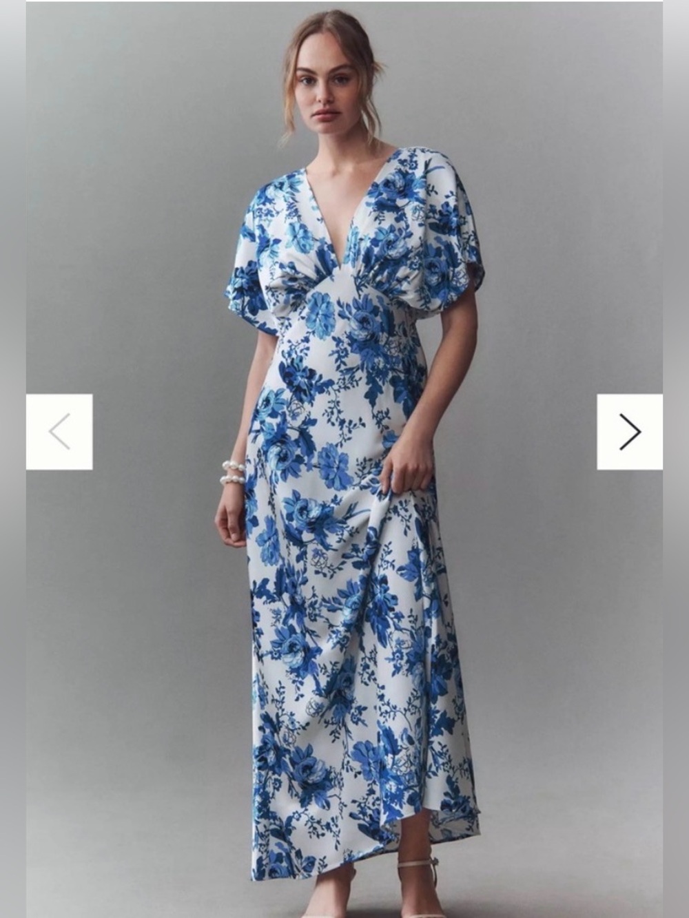 BHLDN Leila Maxi Dress with Blue Floral Print